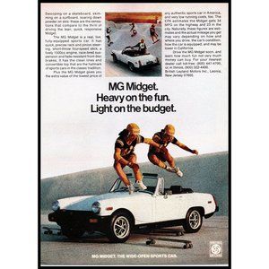 1978 MG Midget Convertible Roadster Vintage Print Ad Skateboarding Park Wall Art